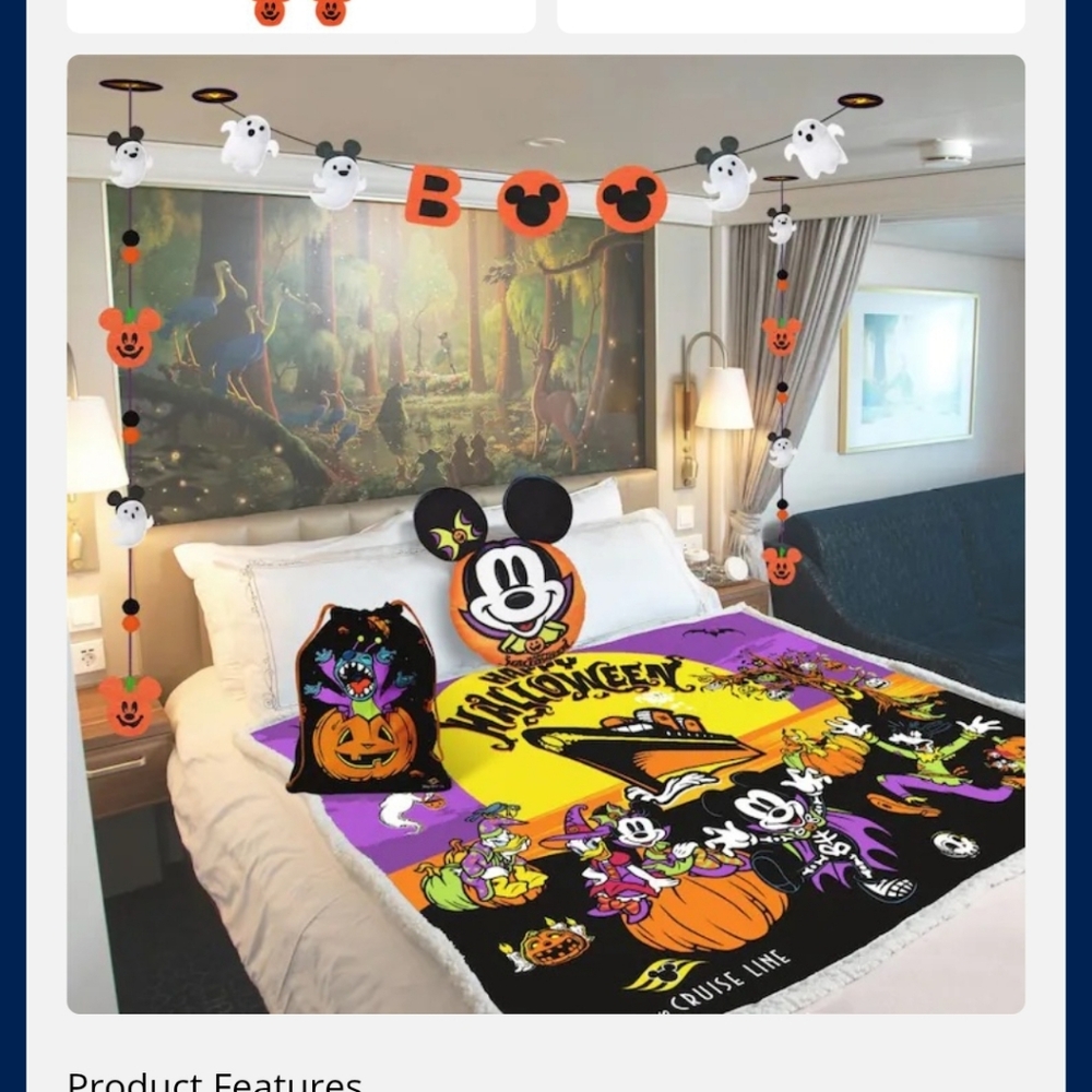 Halloween On The High Seas Stateroom Bundle Blanket , Pillow, Garlands, Popcorn+